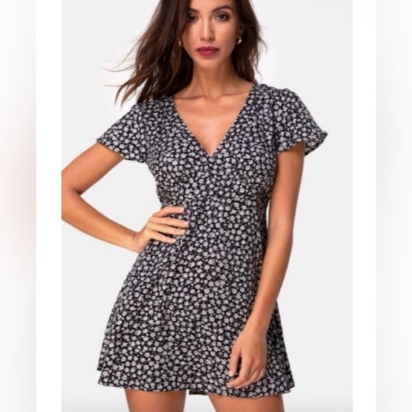 Motel Rocks Elara Floral Mini Dress M - Picture 2 of 4